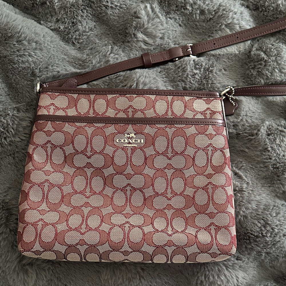 Coach Signature Pink and Brown Crossbody Bag